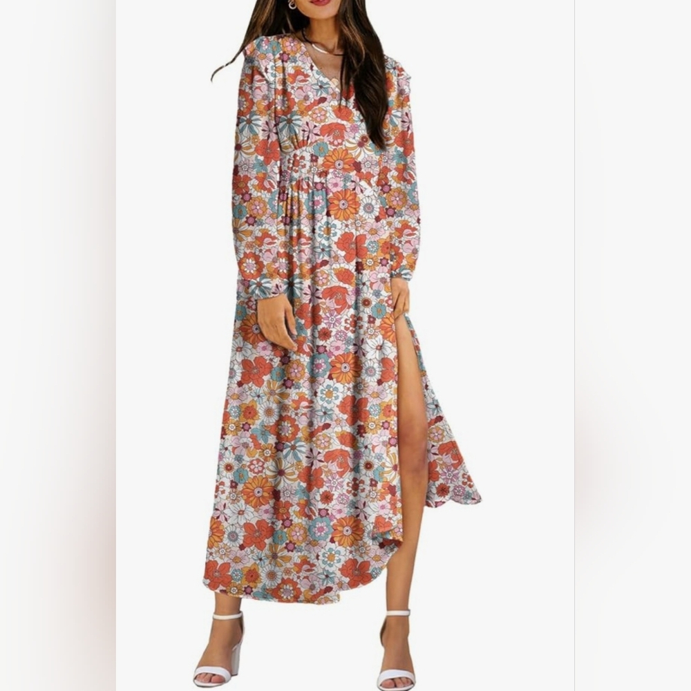 Vibrant Floral Long Sleeve Dress
